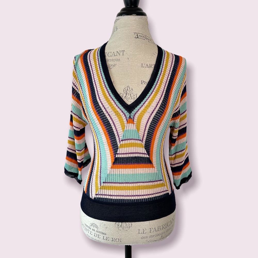 Missoni Multi Colored Stripped Tunic Blouse Medium